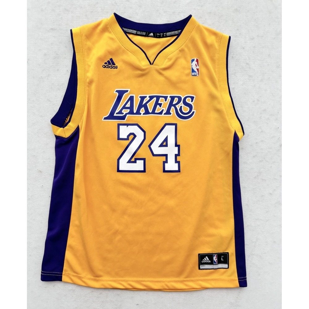 Authentic Kobe Bryant Los Angeles Lakers Adidas Jersey Youth Large AMAZING SHAPE